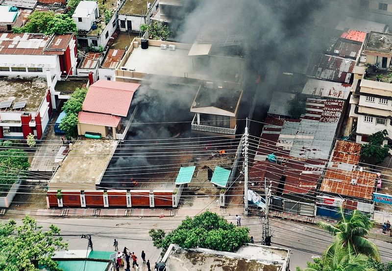 Awami League MP Sheikh Halal's house on fire in Khulna on 4 August